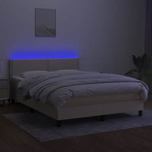 Box spring postel s matrací a LED krémová 140x190 cm textil - obrázek 4