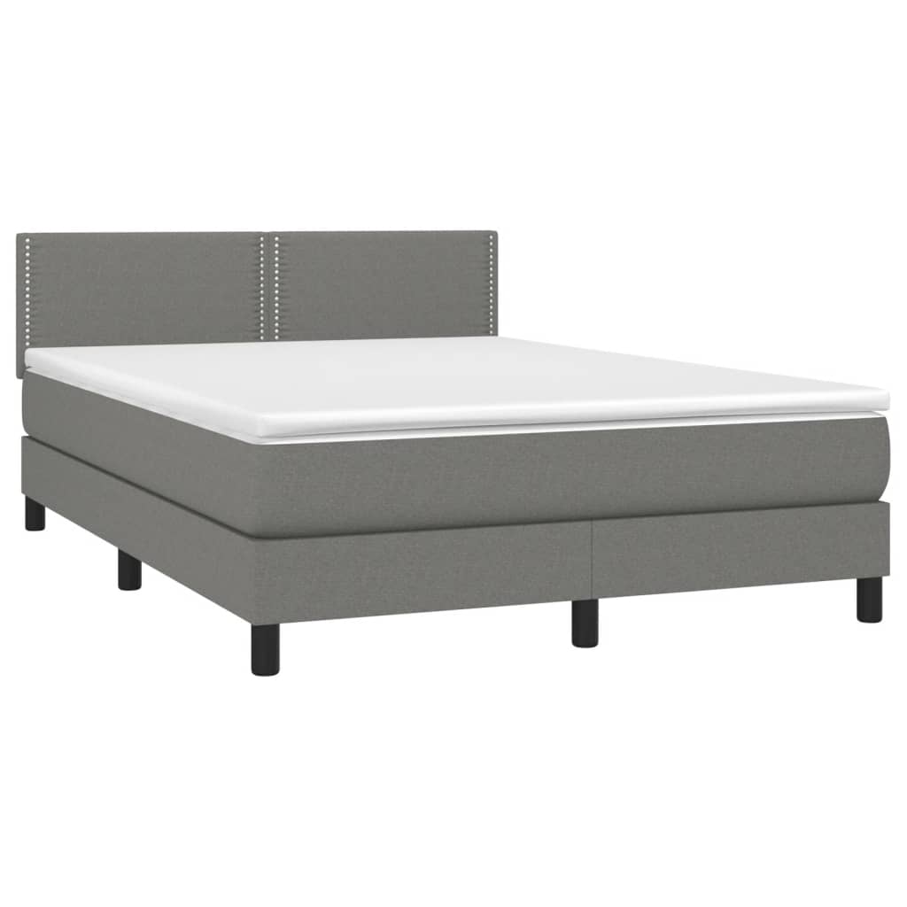 Thumbnail - vidaXL Boxspringbett mit Matratze & LED Dunkelgrau 140x200 cm Stoff