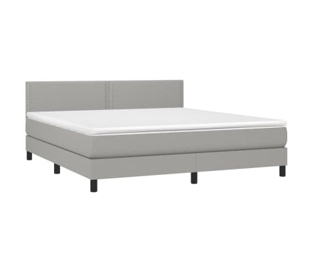 vidaXL Cama box spring c/ colch&atilde;o e LED 160x200 cm tecido cinza-claro