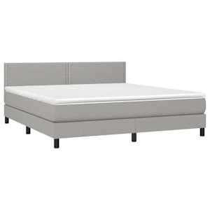 Box spring postel s matrací a LED světle šedá 180x200 cm textil - obrázek 3