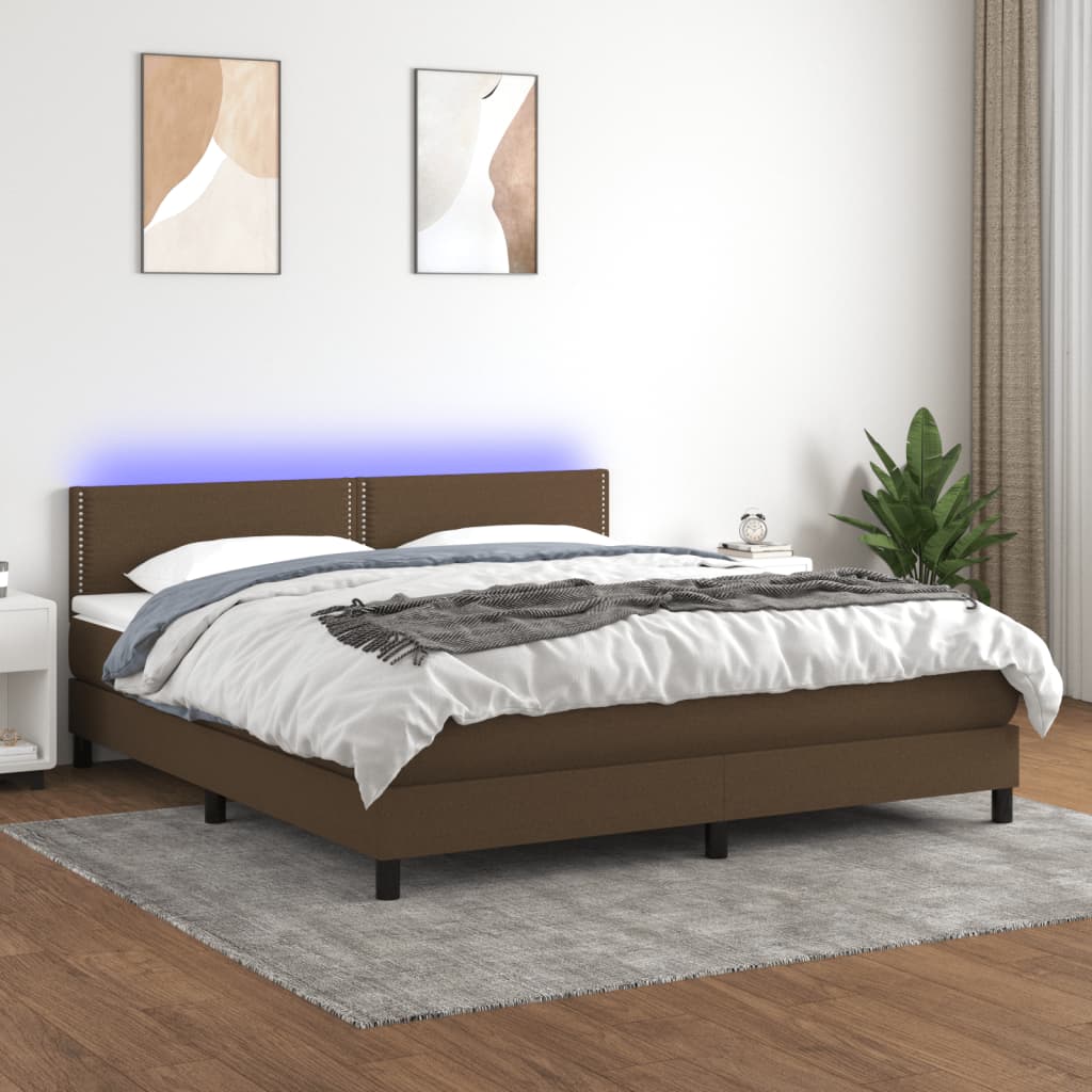  ΚΡΕΒΑΤΙ BOXSPRING ΜΕ ΣΤΡΩΜΑ & LED ΣΚ.ΚΑΦΕ 180X200ΕΚ. ΥΦΑΣΜΑΤΙΝΟ V-3133096