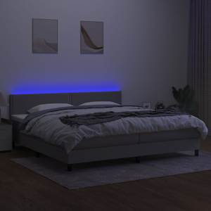 Box spring postel s matrací a LED světle šedá 200x200 cm textil - obrázek 4