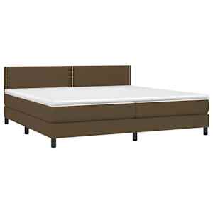 Box spring postel s matrací a LED tmavě hnědá 200x200 cm textil - obrázek 3