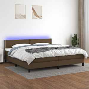 Box spring postel s matrací a LED tmavě hnědá 200x200 cm textil - obrázek 1