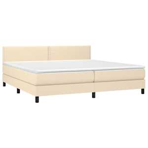 vidaXL Sommier &agrave; lattes de lit et matelas et LED Cr&egrave;me 200x200cm Tissu