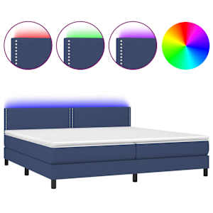 Box spring postel s matrací a LED modrá 200x200 cm textil - obrázek 2
