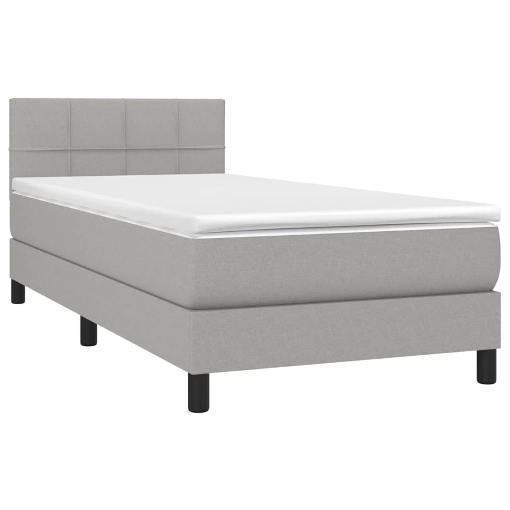 vidaXL Boxspring met matras en LED stof lichtgrijs 80x200 cm afbeelding