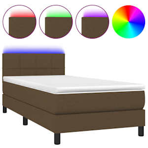 Box spring postel s matrací a LED tmavě hnědá 80x200 cm textil - obrázek 2
