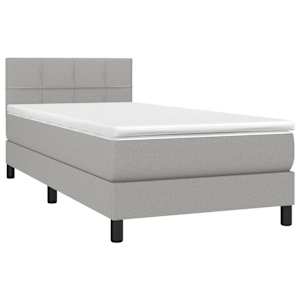 Box spring postel s matrací a LED světle šedá 90x190 cm textil - obrázek 3