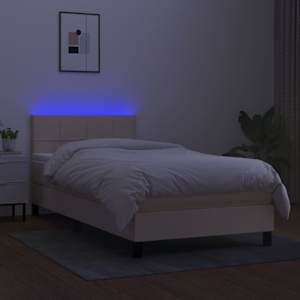 Box spring postel s matrací a LED krémová 90x190 cm textil - obrázek 4