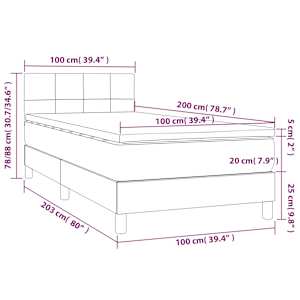 Box spring postel s matrací a LED černá 100x200 cm textil - obrázek 8
