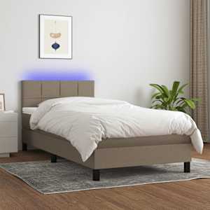 Box spring postel s matrací a LED taupe 100x200 cm textil - obrázek 1