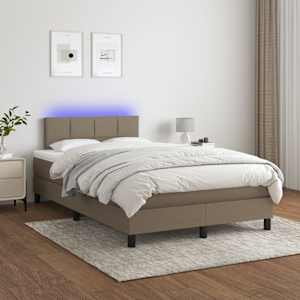 Box spring postel s matrací a LED taupe 120 x 200 cm textil - obrázek 1