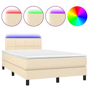 Box spring postel s matrací a LED krémová 120 x 200 cm textil - obrázek 2