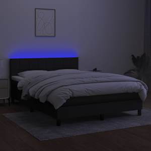 Box spring postel s matrací a LED černá 140x190 cm textil - obrázek 4