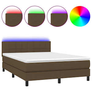 Box spring postel s matrací a LED tmavě hnědá 140x190 cm textil - obrázek 2