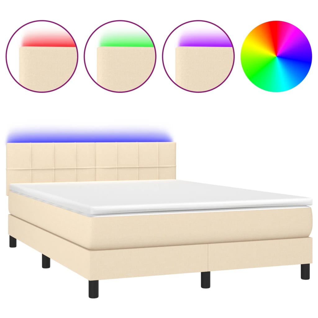 Boxspring met matras LED stof crèmekleurig - Décor 24