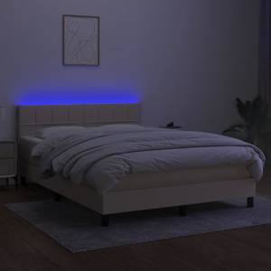Box spring postel s matrací a LED krémová 140x190 cm textil - obrázek 4