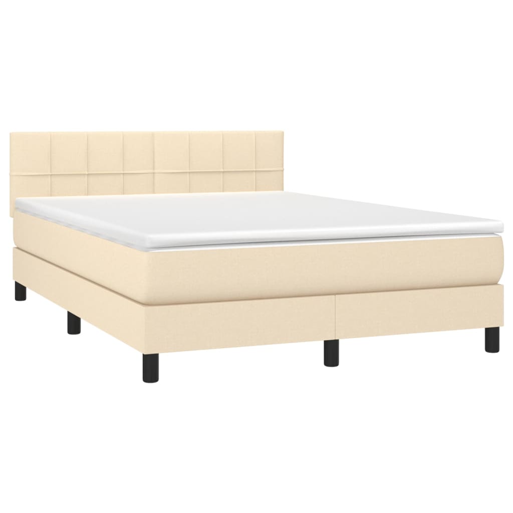 Thumbnail - vidaXL Boxspringbett mit Matratze & LED Creme 140x200 cm Stoff