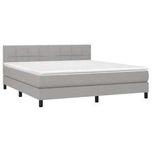 Box spring postel s matrací a LED světle šedá 160x200 cm textil - obrázek 3