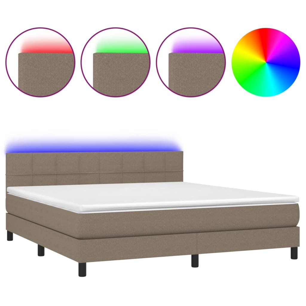 Thumbnail - vidaXL Boxspringbett mit Matratze & LED Taupe 160x200 cm Stoff