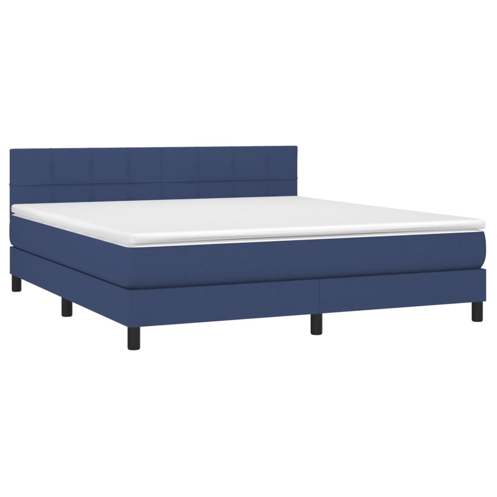 vidaXL Boxspring met matras en LED stof blauw 160x200 cm afbeelding