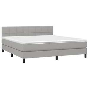 Box spring postel s matrací a LED světle šedá 180x200 cm textil - obrázek 3