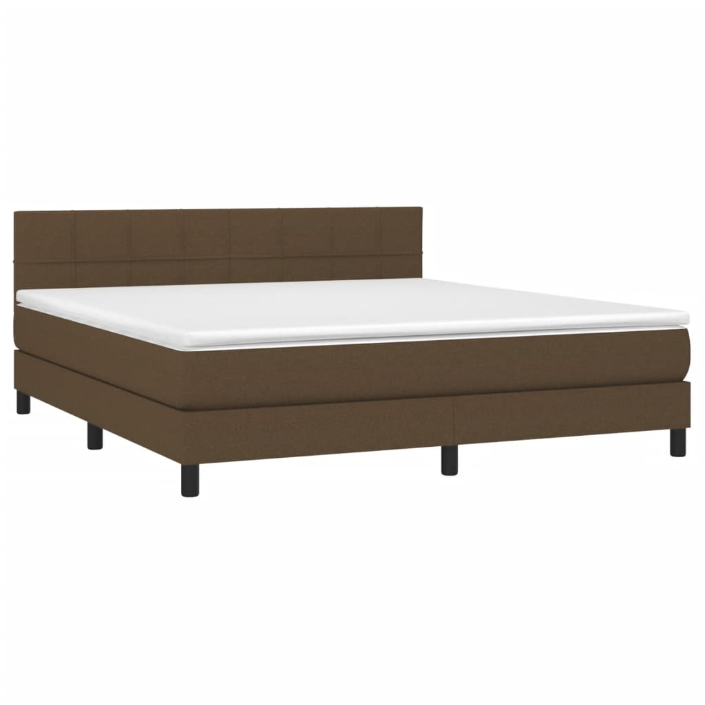 Thumbnail - vidaXL Boxspringbett mit Matratze & LED Dunkelbraun 180x200 cm Stoff