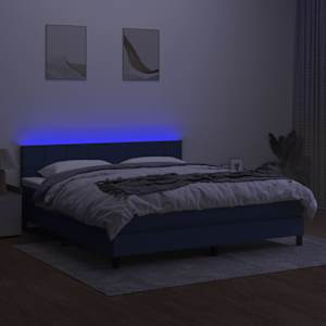 Box spring postel s matrací a LED modrá 180x200 cm textil - obrázek 4