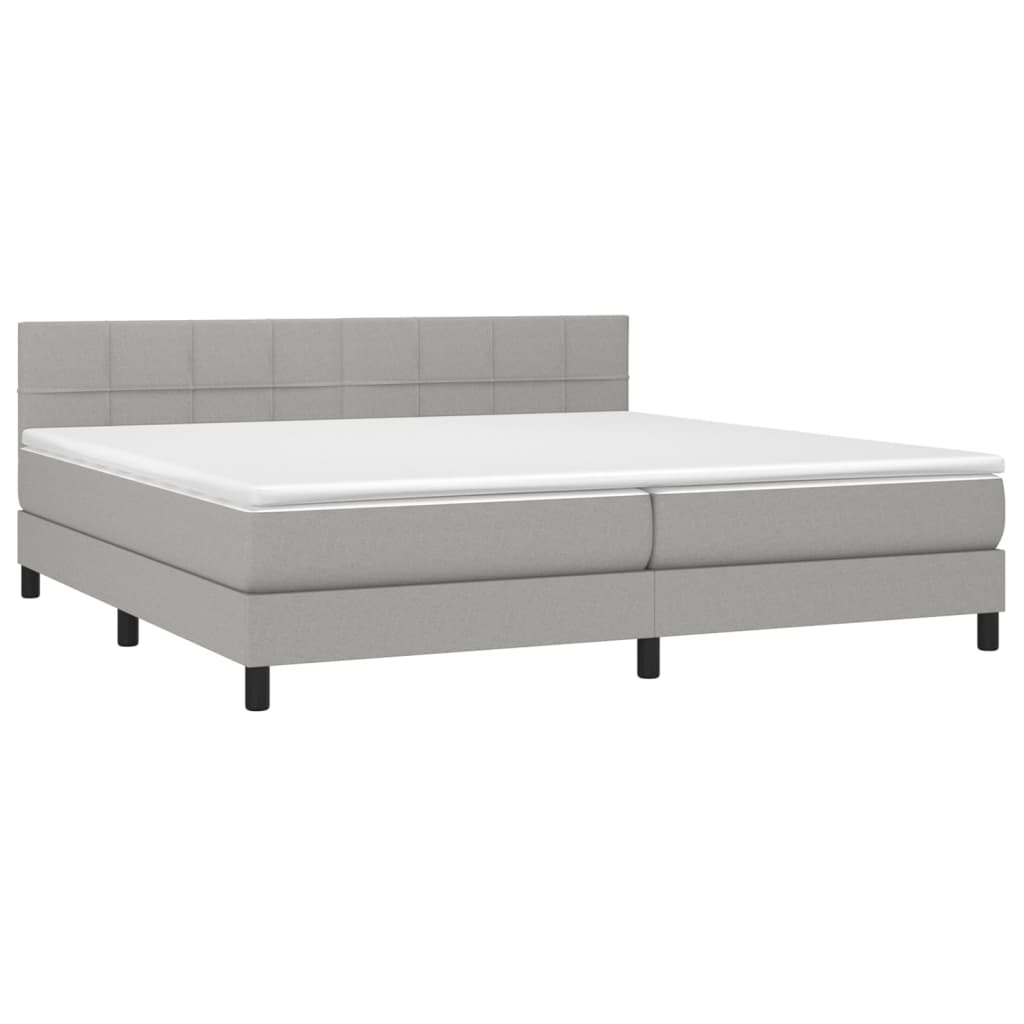 Thumbnail - vidaXL Boxspringbett mit Matratze & LED Hellgrau 200x200 cm Stoff