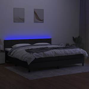 Box spring postel s matrací a LED černá 200x200 cm textil - obrázek 4