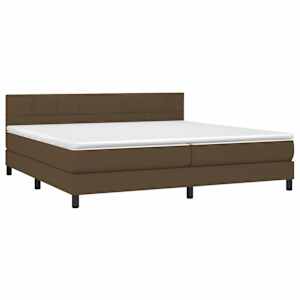 Box spring postel s matrací a LED tmavě hnědá 200x200 cm textil - obrázek 3