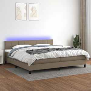 Box spring postel s matrací a LED taupe 200x200 cm textil - obrázek 1