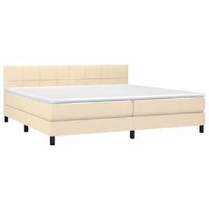 Box spring postel s matrací a LED krémová 200x200 cm textil - obrázek 3