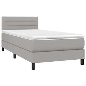 Box spring postel s matrací a LED světle šedá 80x200 cm textil - obrázek 3