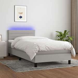 Box spring postel s matrací a LED světle šedá 80x200 cm textil - obrázek 1