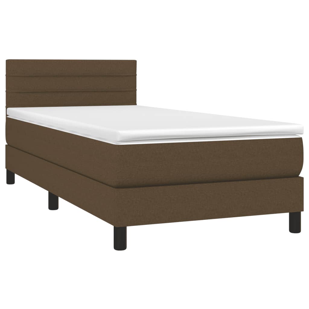 vidaXL Boxspring met matras en LED stof donkerbruin 80x200 cm afbeelding