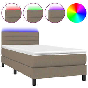 Box spring postel s matrací a LED taupe 80 x 200 cm textil - obrázek 2