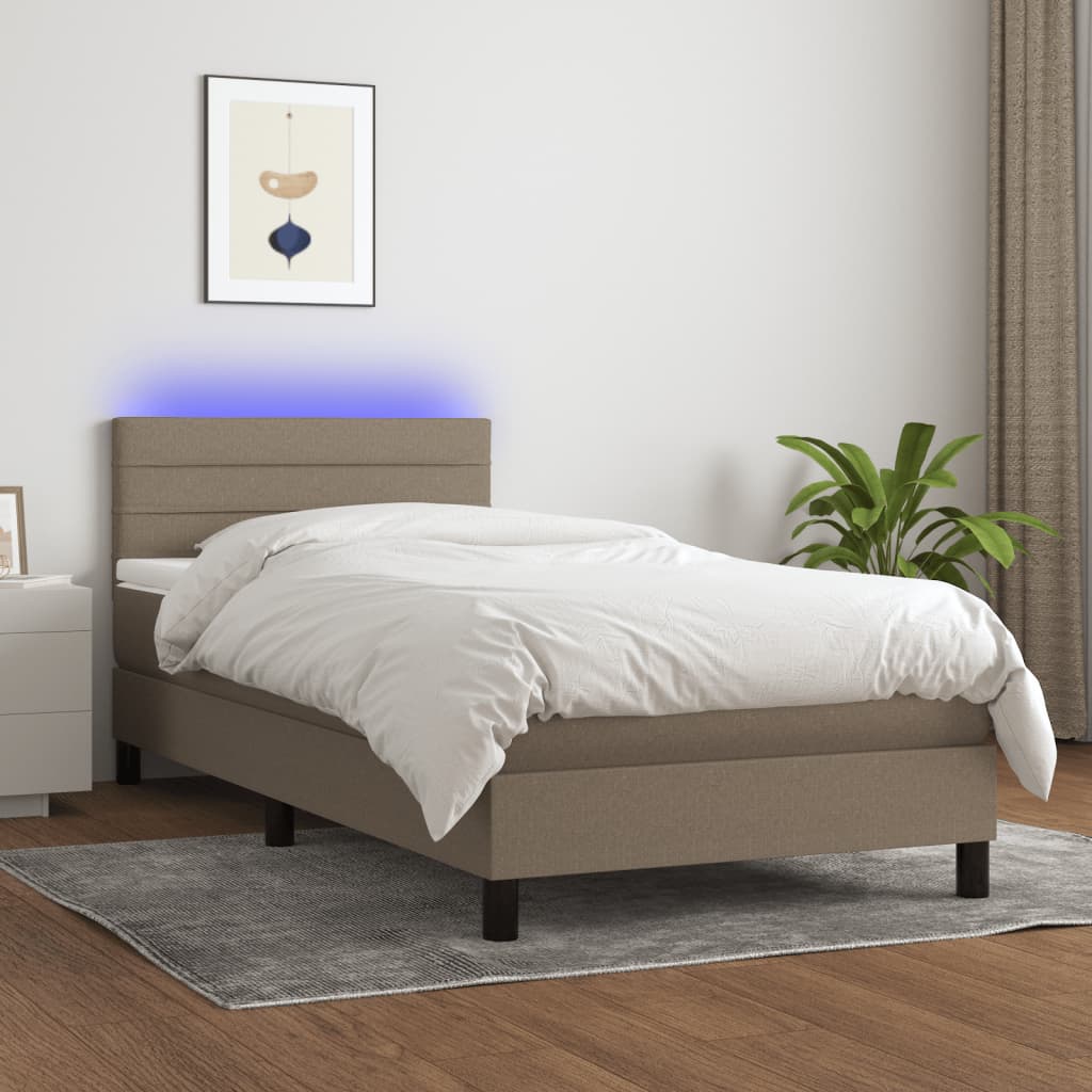 Box spring postel s matrací a LED taupe 80 x 200 cm textil