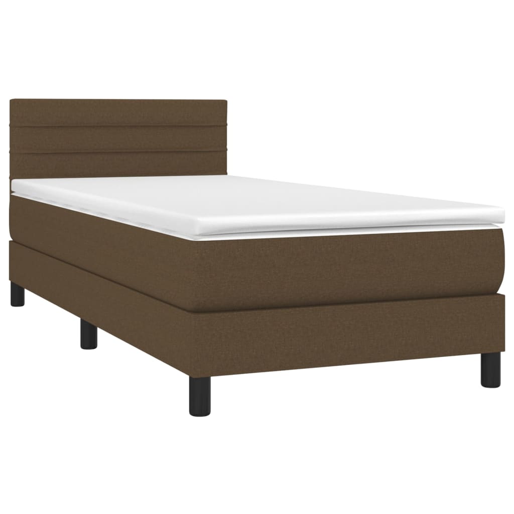 Thumbnail - vidaXL Boxspringbett mit Matratze & LED Dunkelbraun 90x200 cm Stoff