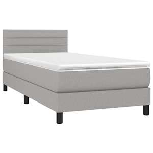 Box spring postel s matrací a LED světle šedá 100x200 cm textil - obrázek 3