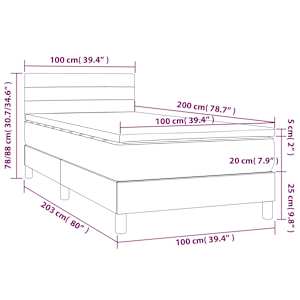 Box spring postel s matrací a LED černá 100x200 cm textil - obrázek 8