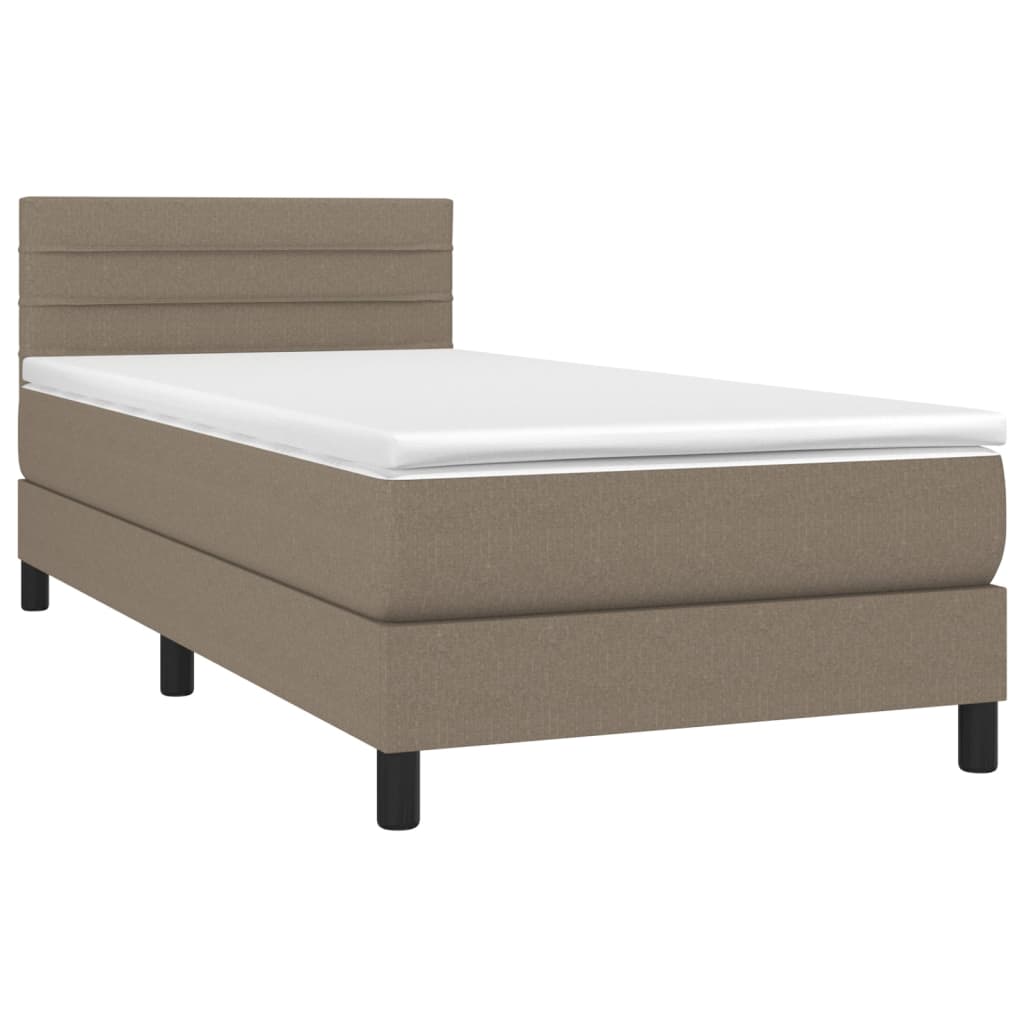 Box spring postel s matrací a LED taupe 100x200 cm textil