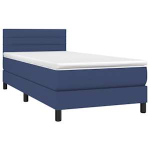 Box spring postel s matrací a LED modrá 100x200 cm textil - obrázek 3