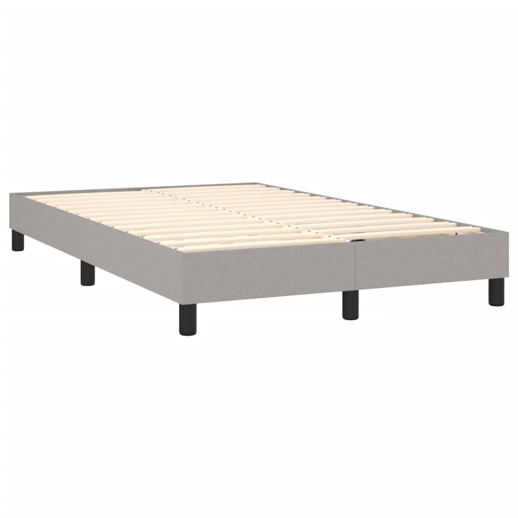 Box spring postelja z vzmetnico LED sv. siva 120x200 cm blago