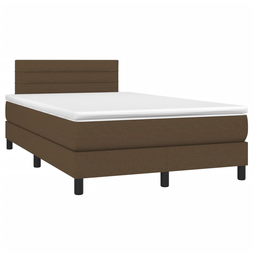 vidaXL Boxspring met matras en LED stof donkerbruin 120x200 cm afbeelding