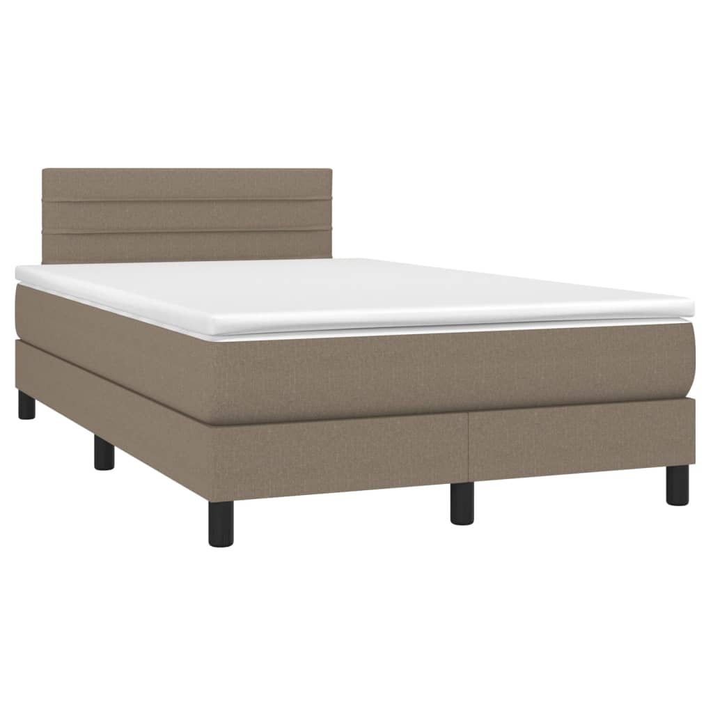 vidaXL Boxspring met matras en LED stof taupe 120x200 cm afbeelding