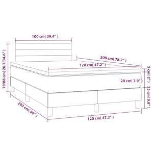 Box spring postel s matrací a LED modrá 120 x 200 cm textil - obrázek 8