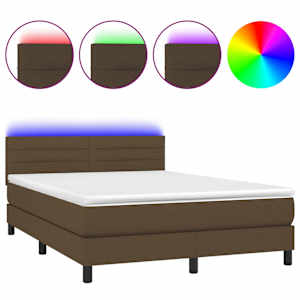 Box spring postel s matrací a LED tmavě hnědá 140x190 cm textil - obrázek 2