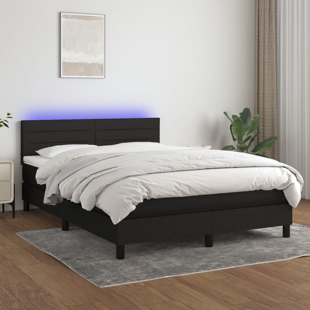 Krevet box spring s madracem LED crni 140×200 cm od tkanine Kreveti i dodaci za krevete Naručite namještaj na deko.hr